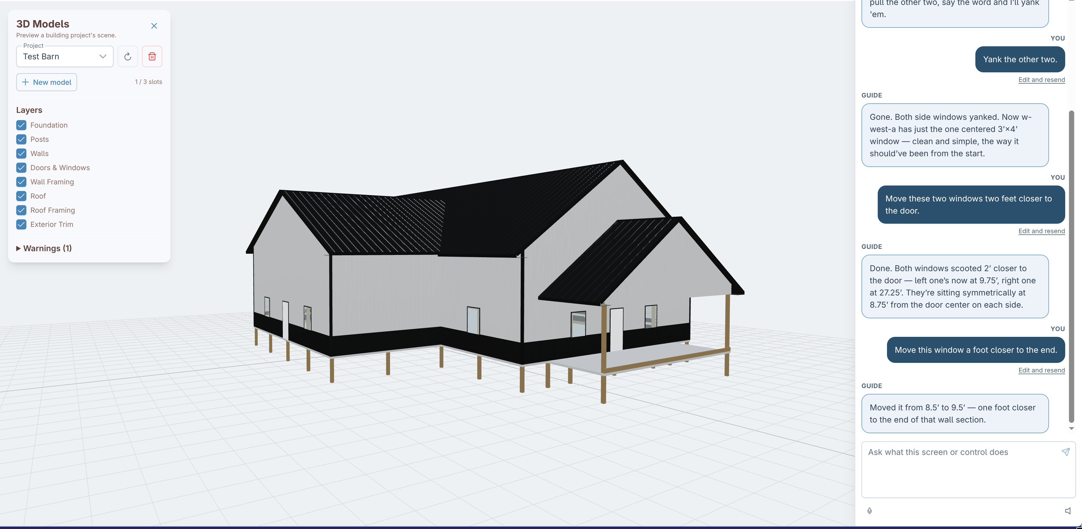 SureSite 3D builder with a pole barn model